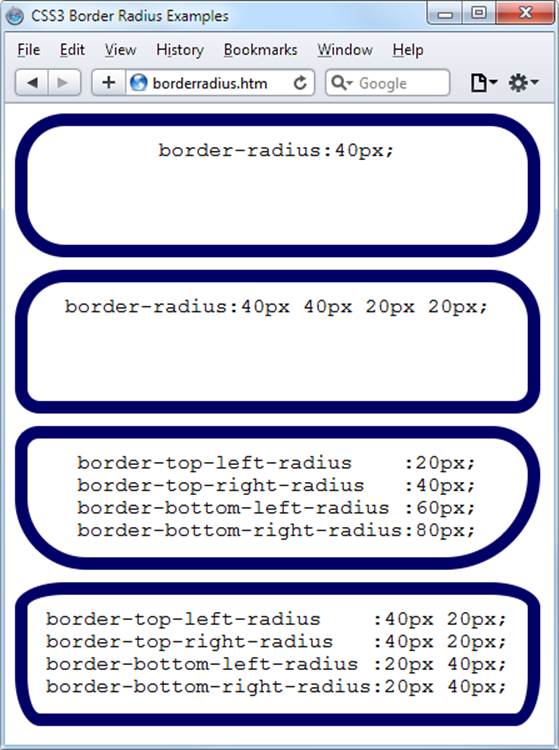 Mixing and matching various border radius properties