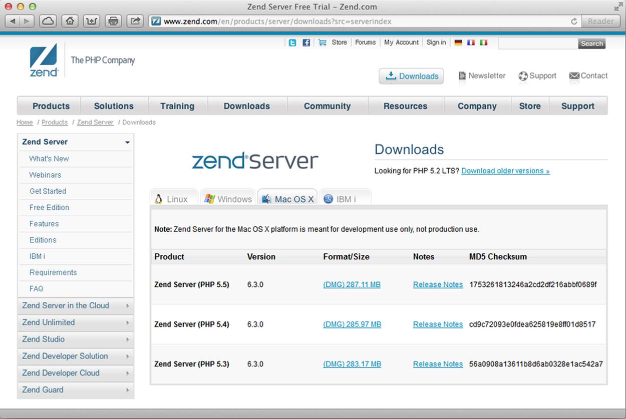 You can download the server from the Zend website