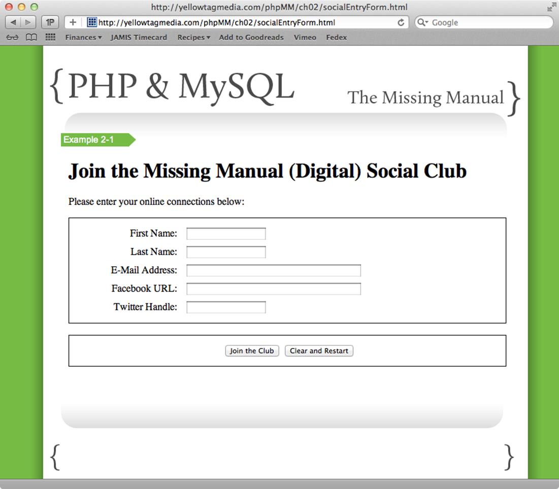 This web form is a pretty typical entry page for a user to fill in. But what happens when this form gets submitted? You&rsquo;re about to find out, and in fact, take control of all this entered information.