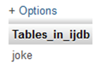 phpMyAdmin lists the tables in the currently selected database