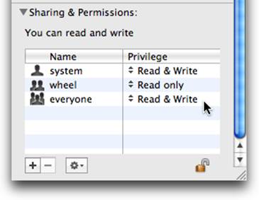 Set the permissions for everyone to Read & Write