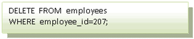 Text Box: DELETE  FROM  employees   WHERE  employee_id=207; 