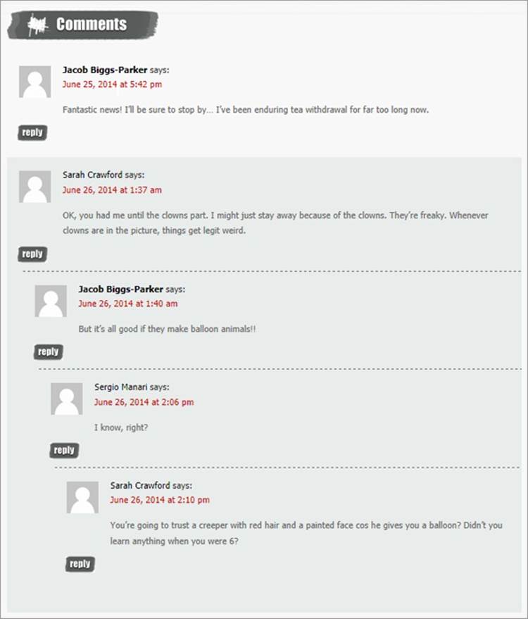 If you expect to get piles of comments, the WordPress year themes might not be the best choice for you. They tend to spread comments out with plenty of whitespace in between, which makes for more visitor scrolling. Many other themes pack comments tightly together, like the Greyzed theme shown here.