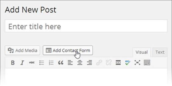 If you wonder why you haven’t noticed the Add Contact Form button before, it’s because you didn’t have it until you installed Jetpack. Clicking the button adds a contact form to any post.