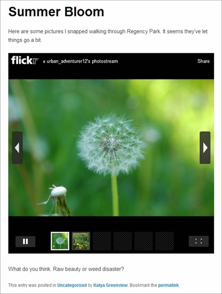 This post includes a Flickr slideshow. Readers can browse the pictures by clicking a thumbnail, using the arrow buttons, or just letting the show unfold.
