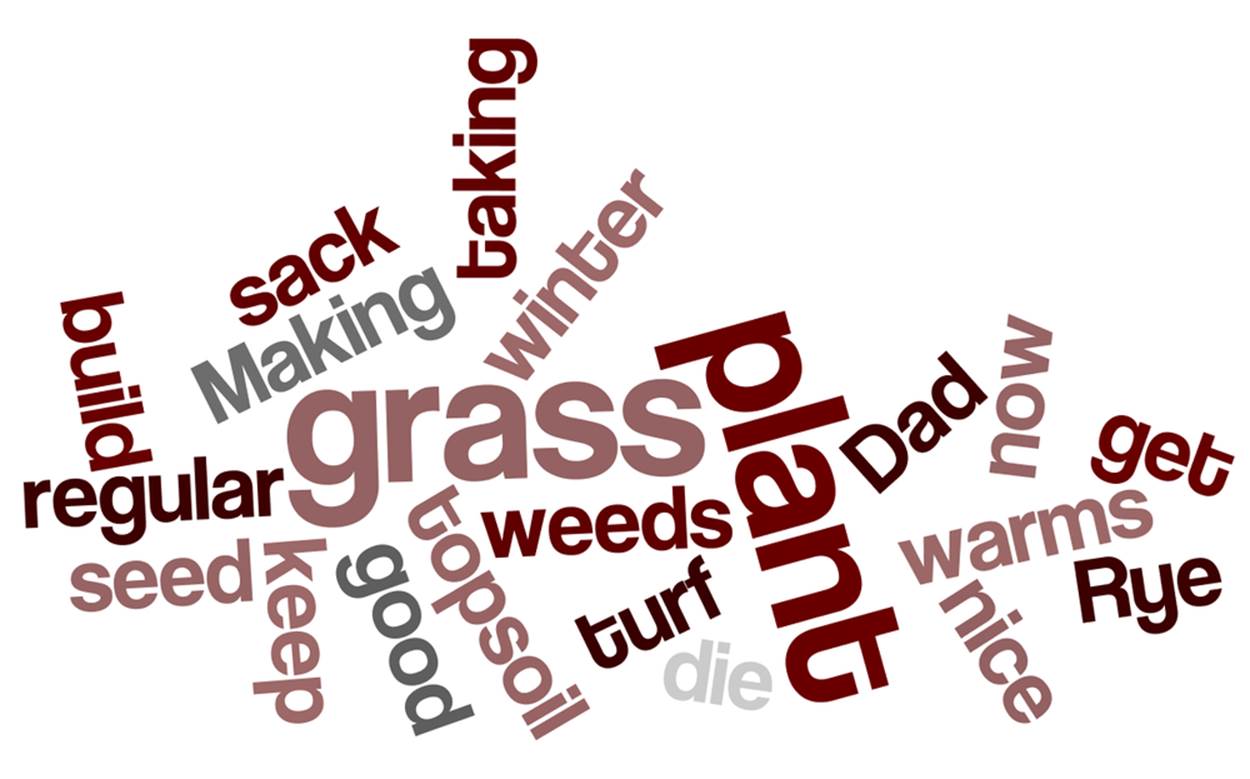 The most frequent words in the email body are plant and             grass.
