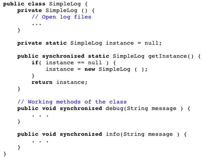 Figure 20 A simple logging class implemented as a singleton
