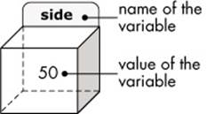 A variable is like a named box that contains some value.
