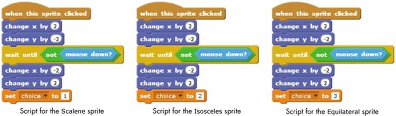 Scripts for the three button sprites