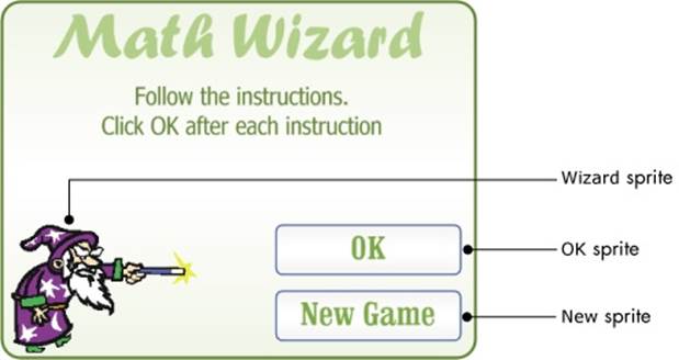 The user interface for the Math Wizard application