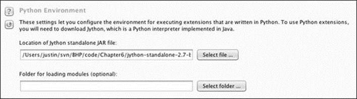 Configuring the Jython interpreter location