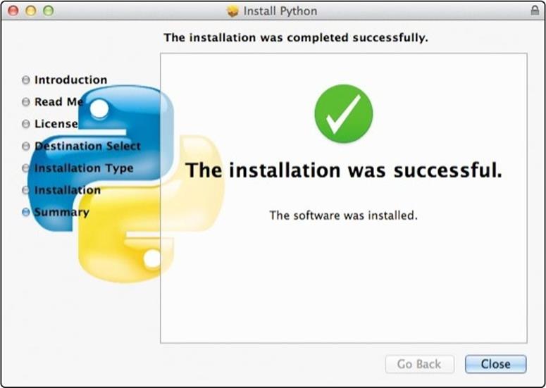 To exit the installer, click Close.