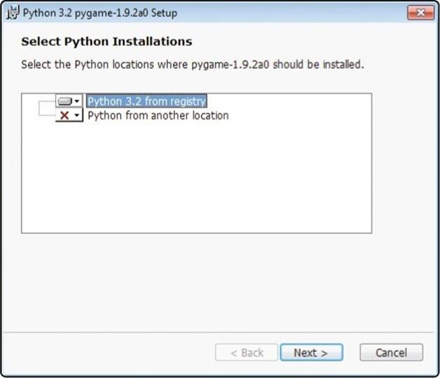 Select Python 3.2 from registry.