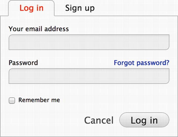 **Figure 4:** A typical login form on a Web page (in this case, from a site called SoundCloud).