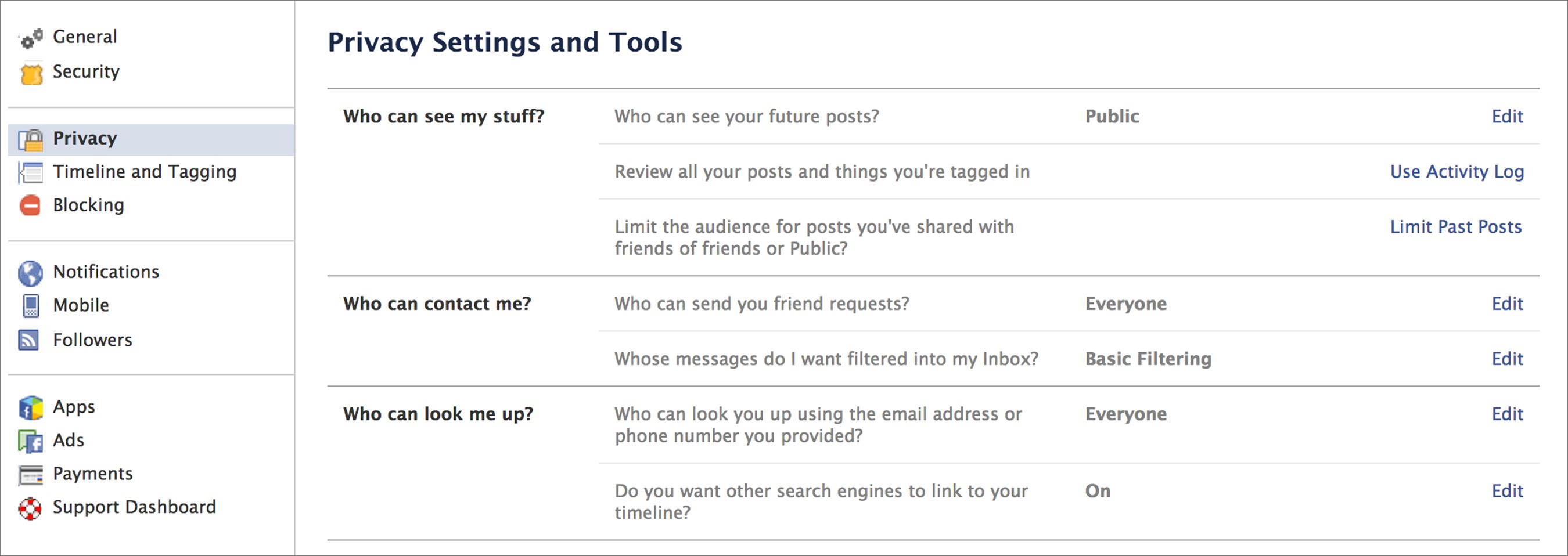 **Figure 16:** Facebook’s privacy settings are less detailed than many would prefer, but they’re better than nothing.