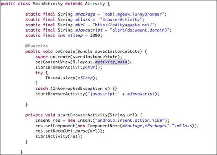 Cross-Application Scripting in Android