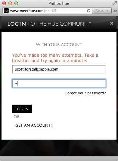 Account locked for one minute after two failed login attempts