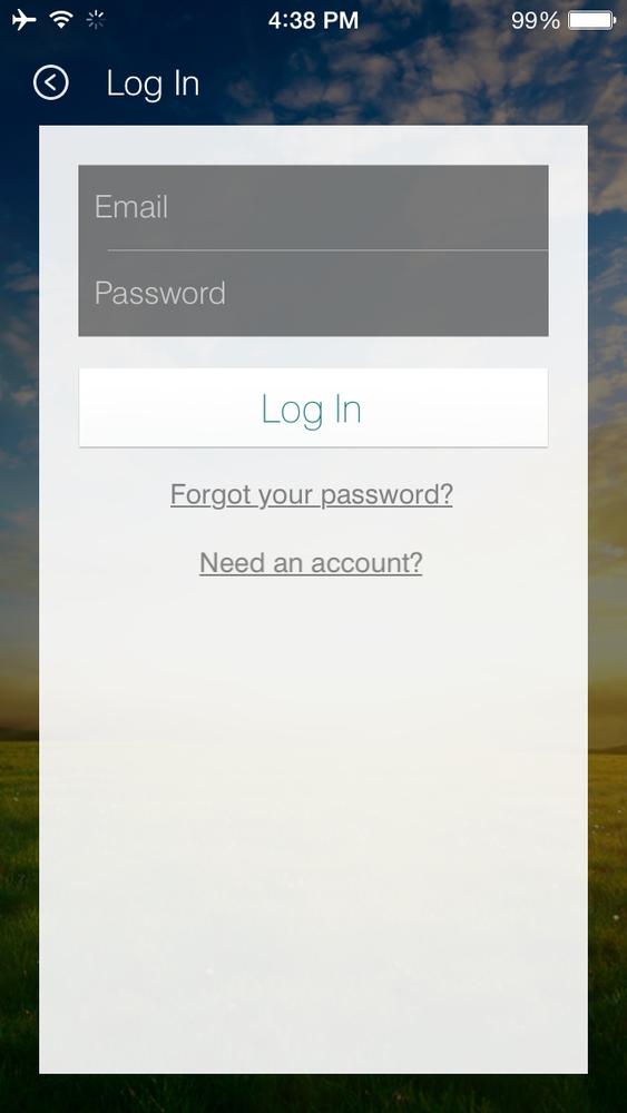 SmartThings app login screen