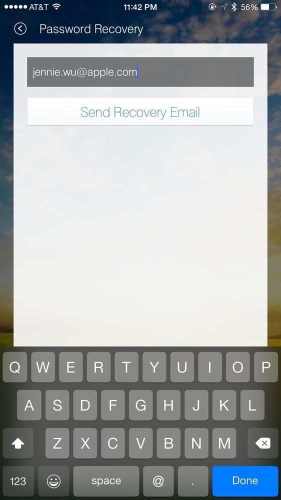 Password reset request using the SmartThings app