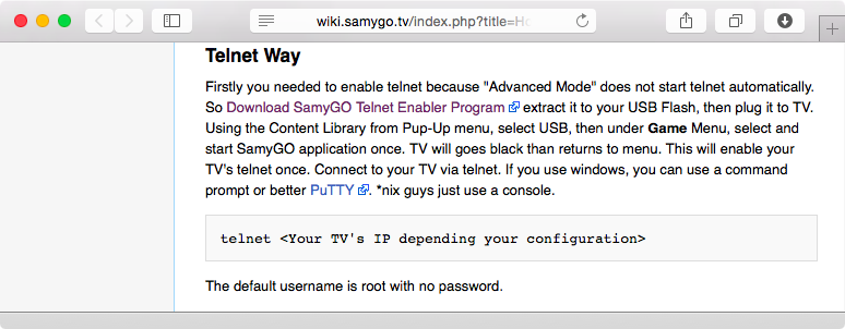 No password required to login to the SamSung TV after applying telnet patch