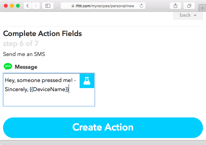 Customizing the trigger SMS message