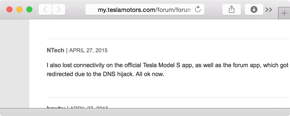 Tesla owners were unable to use the iOS app while the attack was in progress