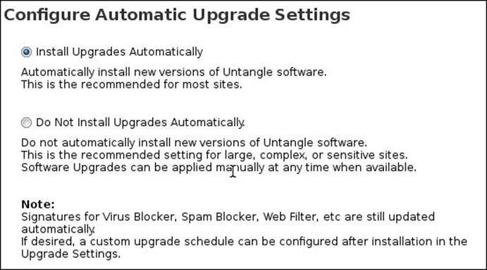 Step 6 – configuring the automatic upgrade settings