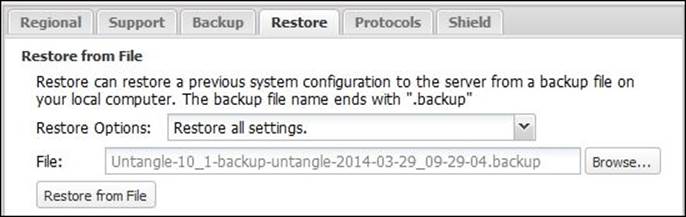 Backing up and restoring all Untangle NGFW configurations