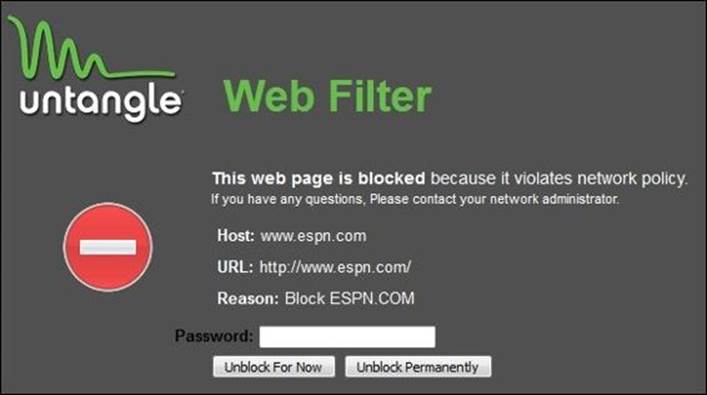 untangle firewall block website