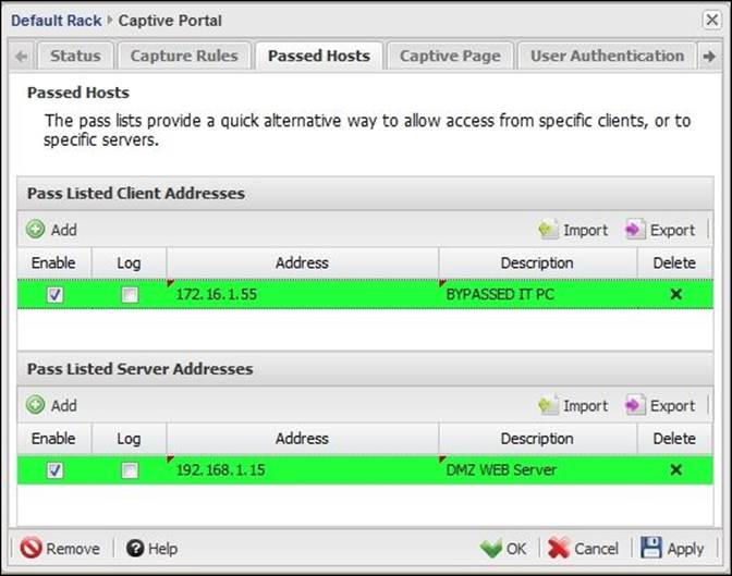 Configuring the passed hosts