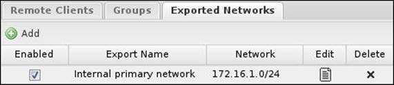 Defining the exported networks
