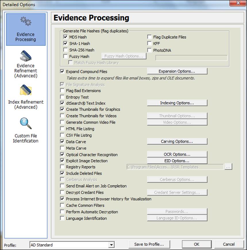 Case processing options