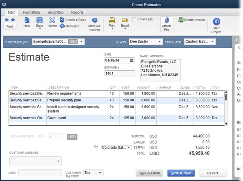 QuickBooks automatically makes the estimates you create active, which means you can experiment with several and then build your invoices from the one your customer approves.If you want to make an estimate inactive, on the Create Estimates window’s Main tab, click Mark As Inactive.