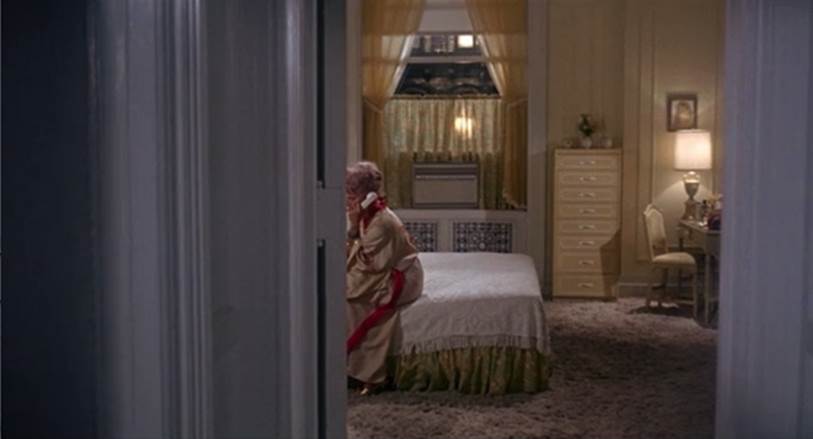 Minnie’s semi-hidden phone conversation in Rosemary’s Baby (courtesy Paramount Pictures)A frame captured from the streamed version of the film, reproduced under fair use.