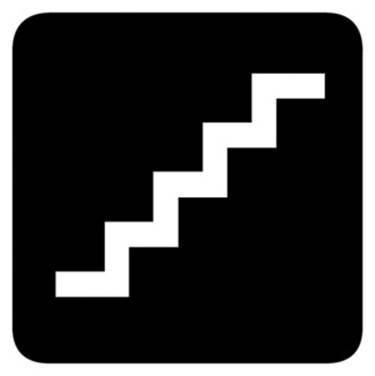 The standard icon for “stairs” from the AIGA “Symbol Signs” collection
