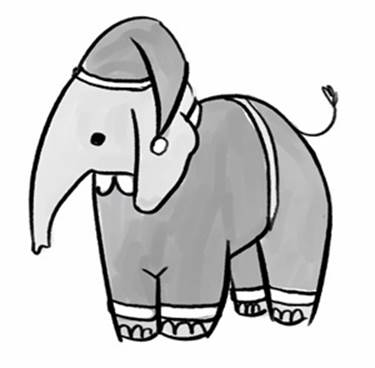 An elephant in pajamas (illustration: Madeline Hinton)