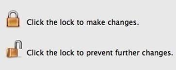 The locked and unlocked states in an OS X dialog box