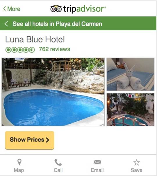 The Luna Blue, as shown via the TripAdvisor mobile website