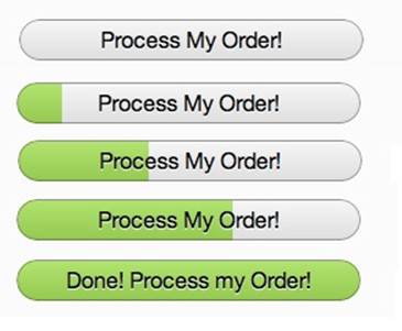 An example of feedback. In Coda2, the Process My Order button becomes a progress bar when pressed. The text should change to Processing Order and Order Processed!, however. (Courtesy Christophe Hermann and Little Big Details.)