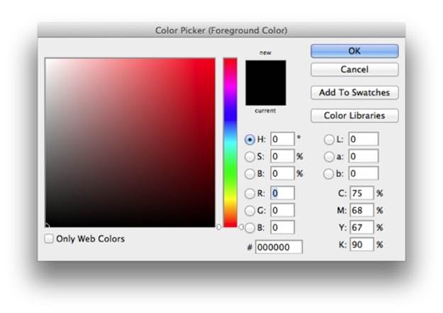 Adobe Photoshop’s Color Picker microinteraction has a place to enter a hex value. However, it’s not smart enough to strip out the # if one is pasted into it. (Courtesy Jack Moffett.)
