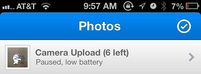 Dropbox for iOS pauses uploads when there is a low battery. (Courtesy Little Big Details.)