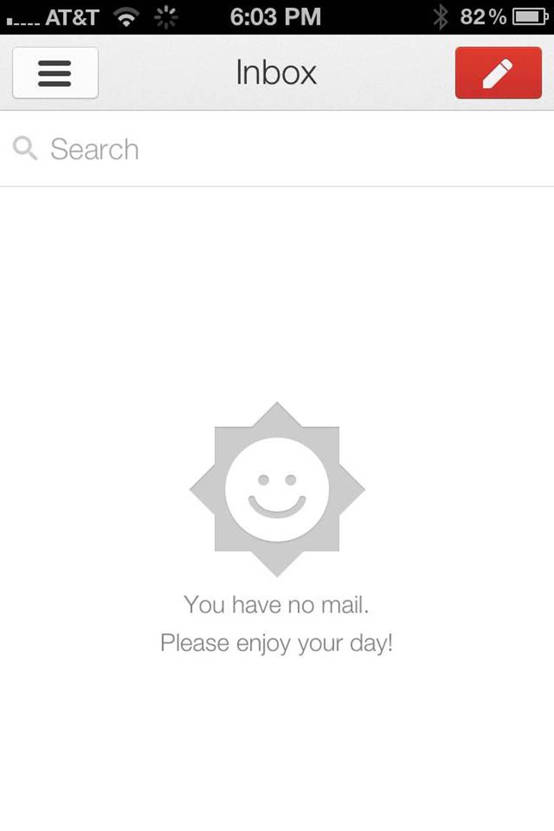 The Gmail iPhone app shows what not to do: randomly put a smiley face for a message that isn’t necessarily a happy one. (Courtesy Steve Portigal.)