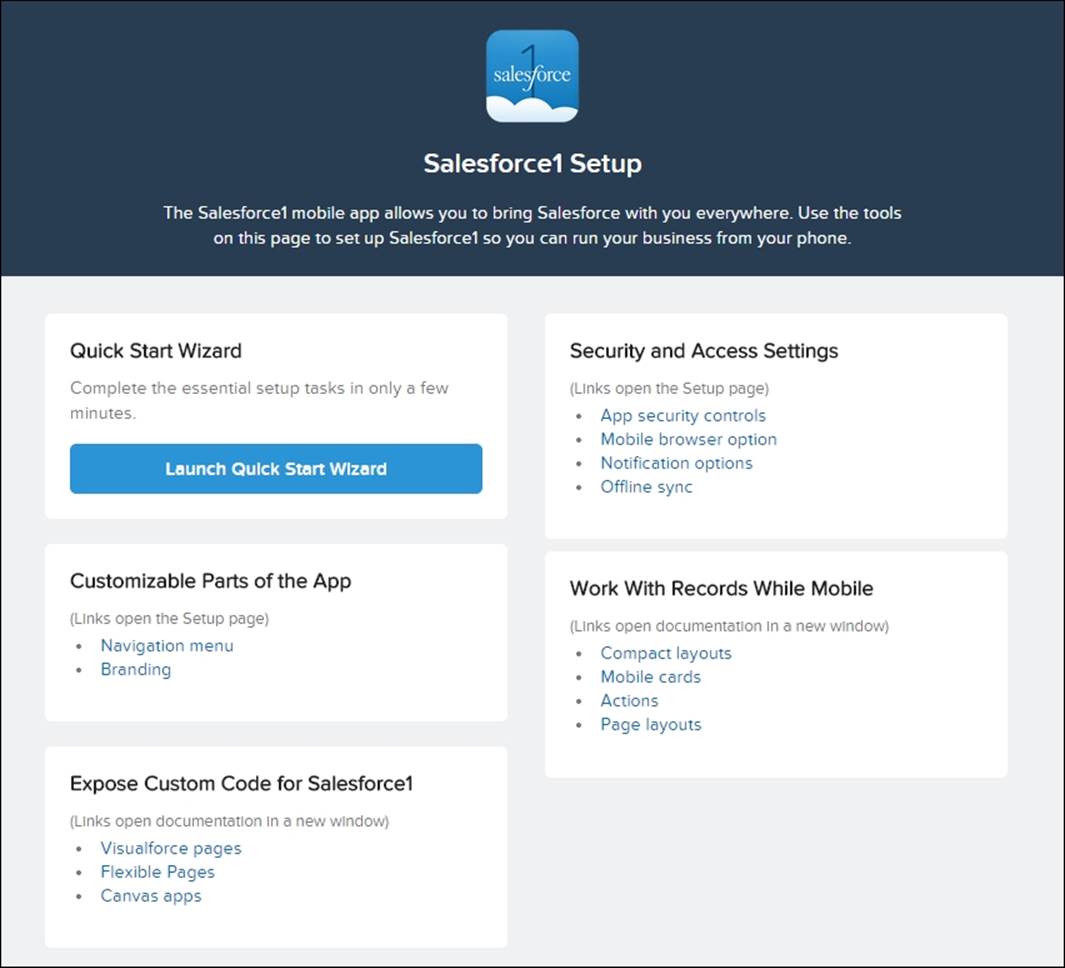 Setting up Salesforce1 with the Salesforce1 Wizard