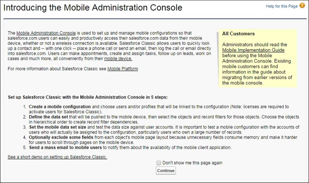 The Mobile Administration Console