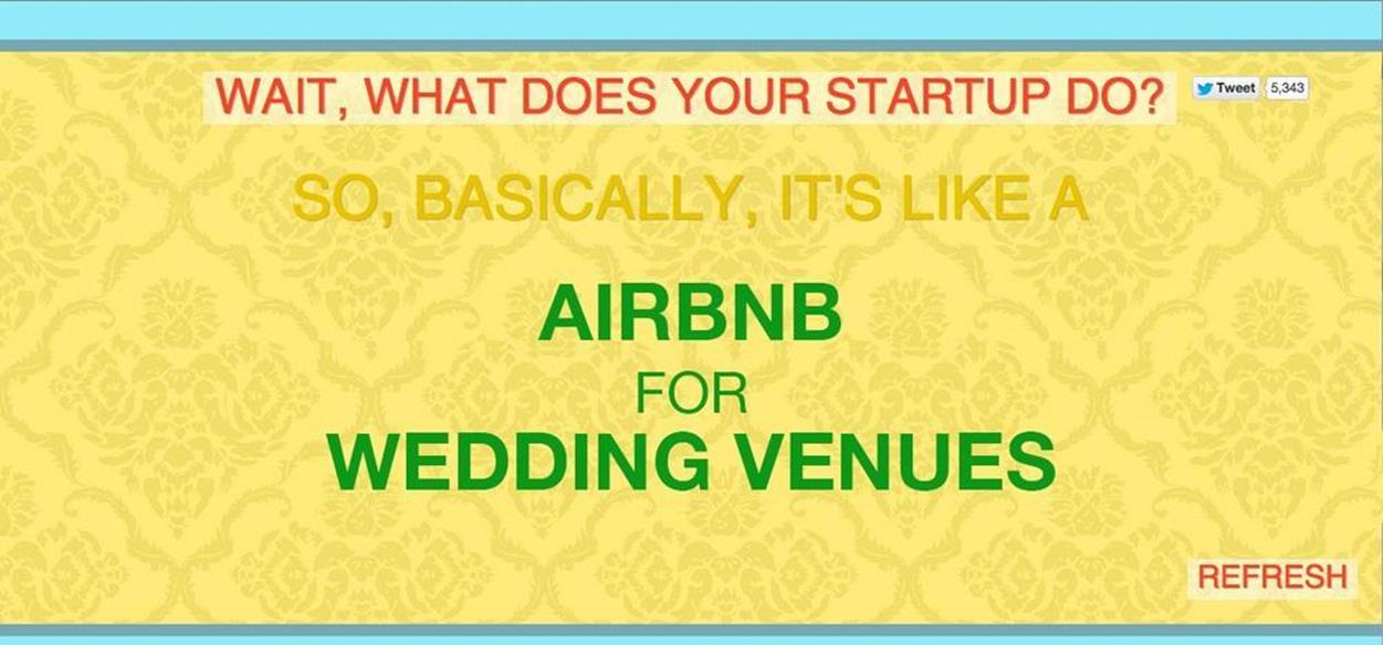 A machine-generated value proposition that says “Airbnb for Wedding Venues”