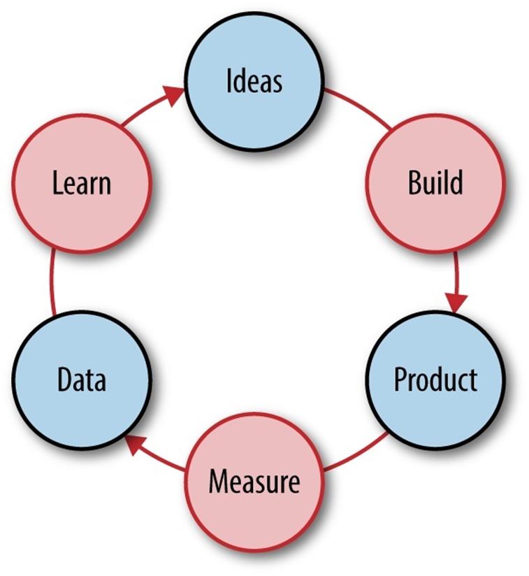 The Build-Measure-Learn feedback loop from the book Lean Startup by Eric Ries