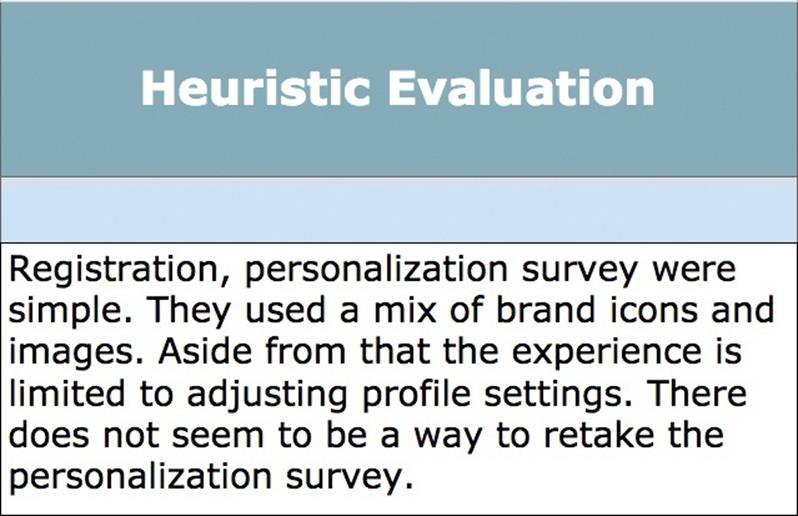 Heuristic Evaluation result sample