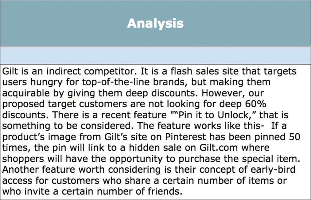 Indirect competitor analysis sample