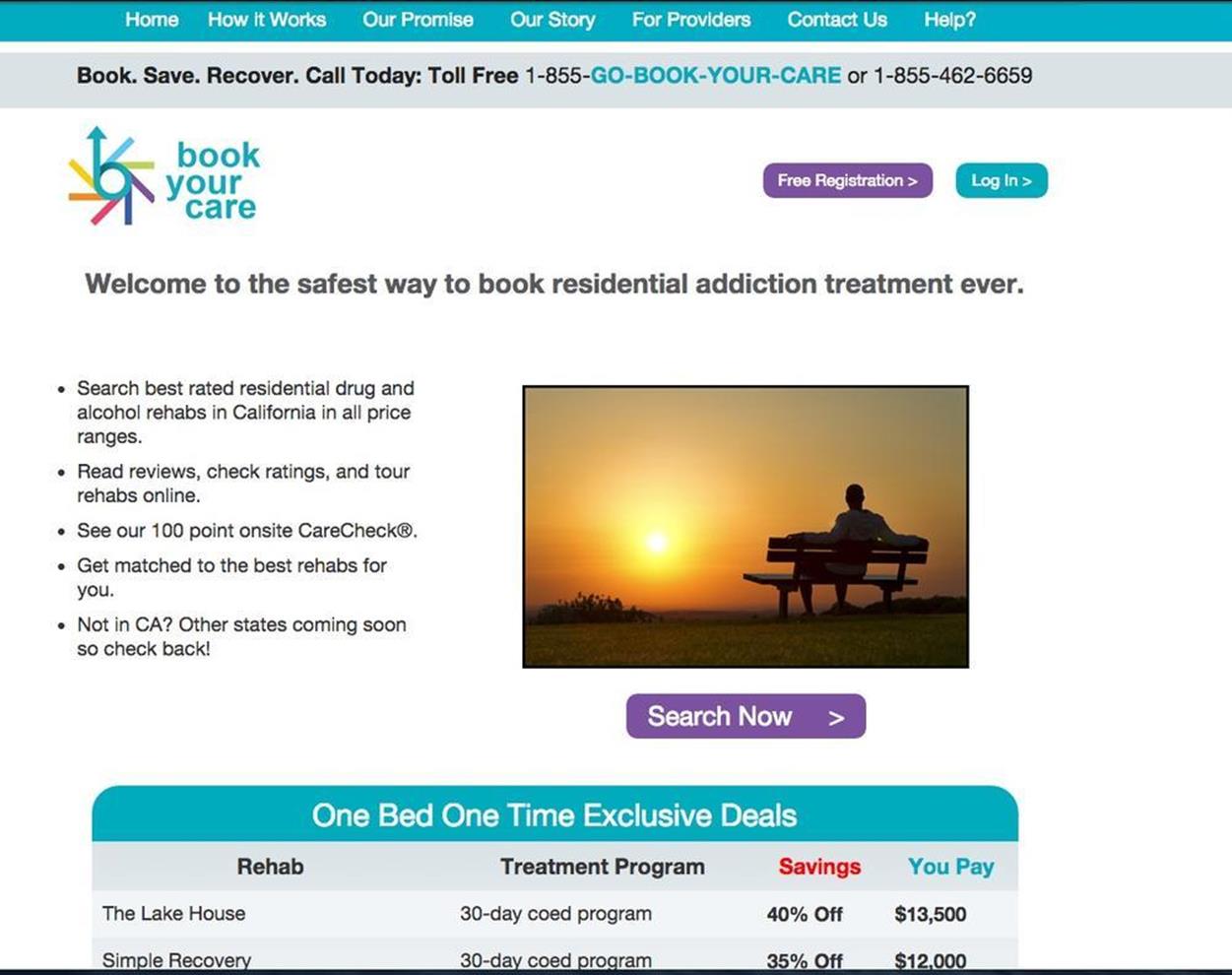 The Book Your Care original home page