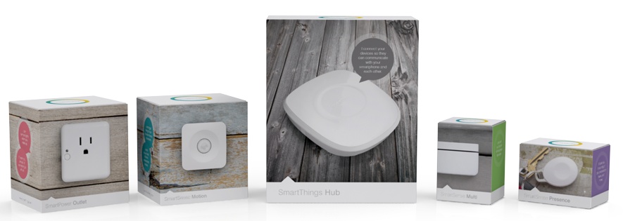 The SmartThings gateway and some compatible devices (image: SmartThings)